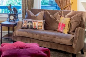 couch with decorative pillows